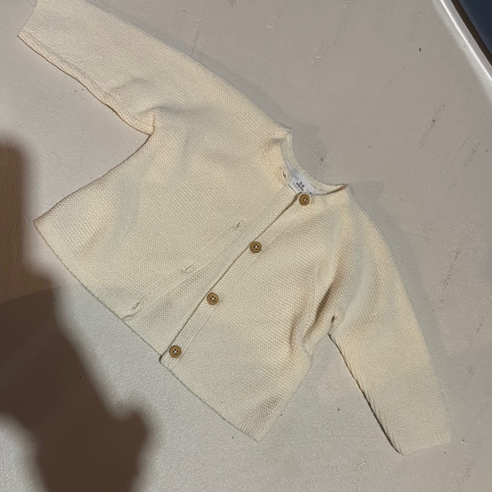 Cream Zara Button-Up Baby Sweater